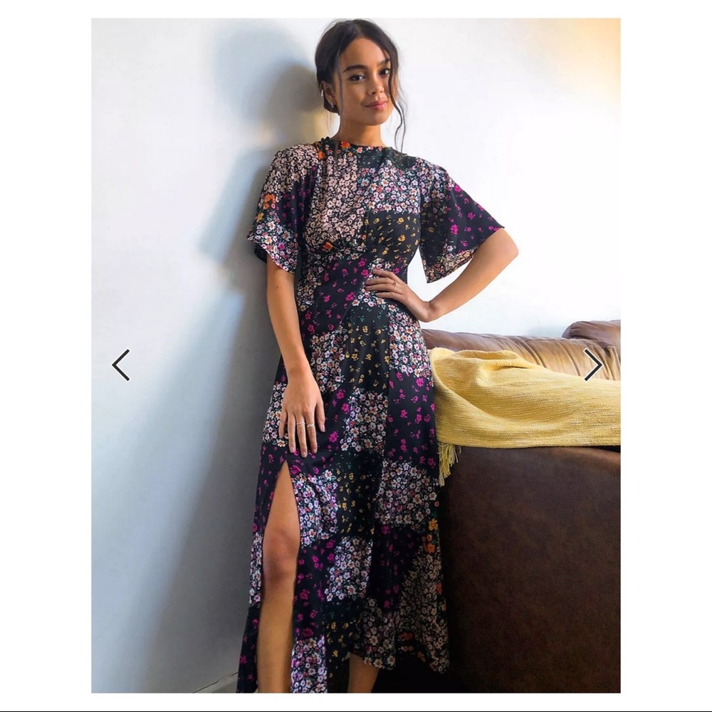 NWT - MIDI TEA DRESS IN MIXED FLORAL PRINT